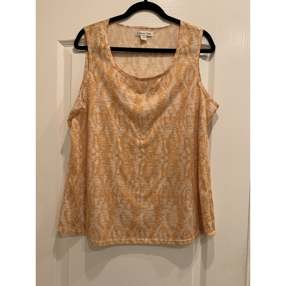 Coldwater creek Sleeveless Yellow Patterned Top Sz‎ 1X
